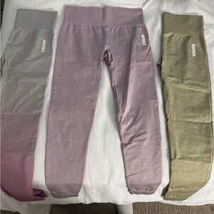 Gymshark Women's Leggings - Pink, ombre pink, and tan